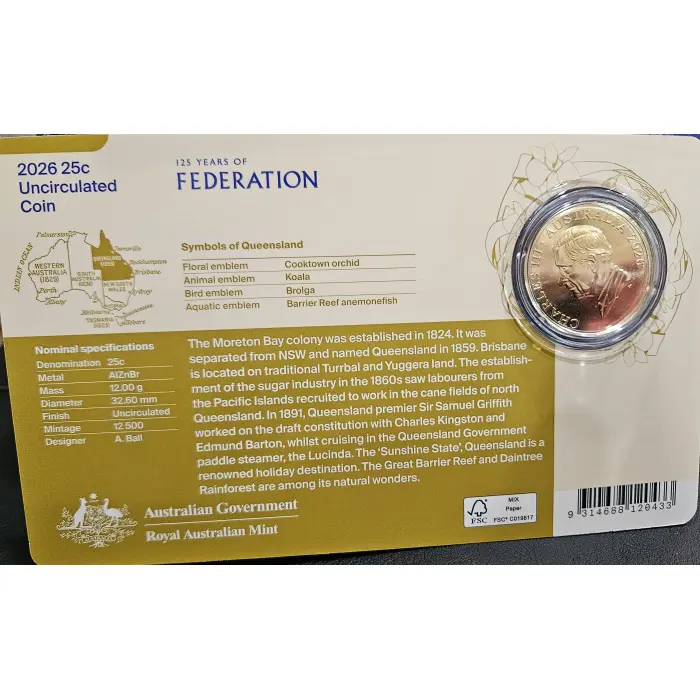 2026 Uncirculated Seven-Coin Collection – 125 Years of Federation