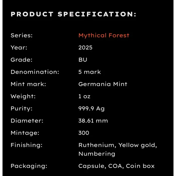 Yggdrasil Goldenleaf Mythical Forest 2025 1 oz Silver Coin Germania Mint