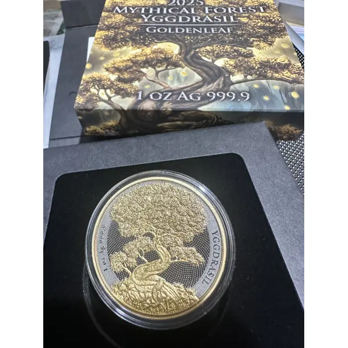 Yggdrasil Goldenleaf Mythical Forest 2025 1 oz Silver Coin Germania Mint
