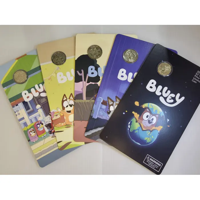 2026 Full Set of Bluey Privy Mark UNC $2 Coin in Card | Set of 5 