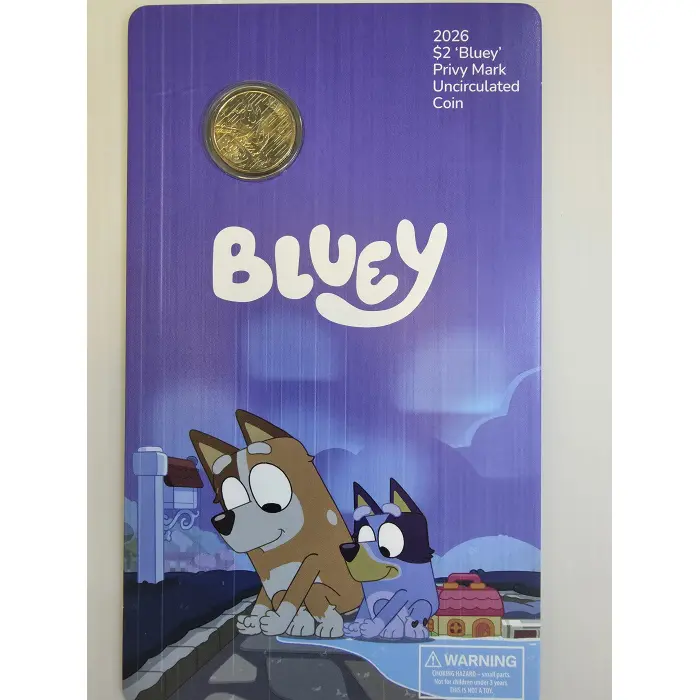 2026 Full Set of Bluey Privy Mark UNC $2 Coin in Card | Set of 5 