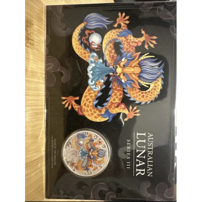 2024 Lunar Series III Year of the Dragon 1oz Silver Coloured Coin in Card