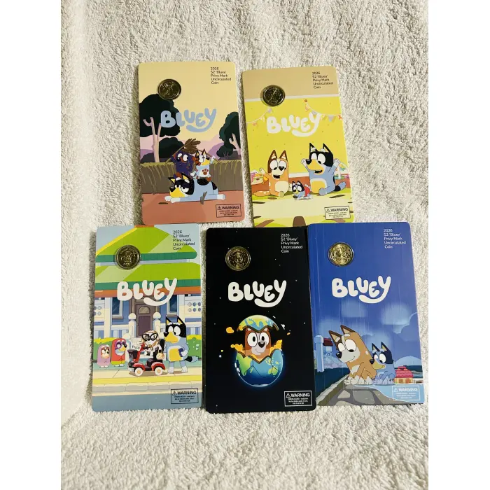 Bluey $2 privy coin set 5 cards 