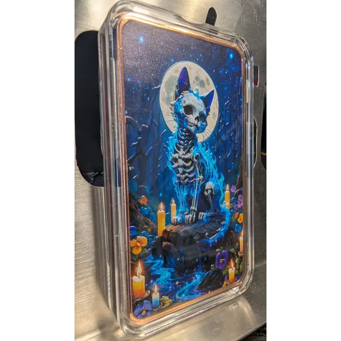 COPPER RESERVE MINT - 10oz Copper Bar Skeleton Cat