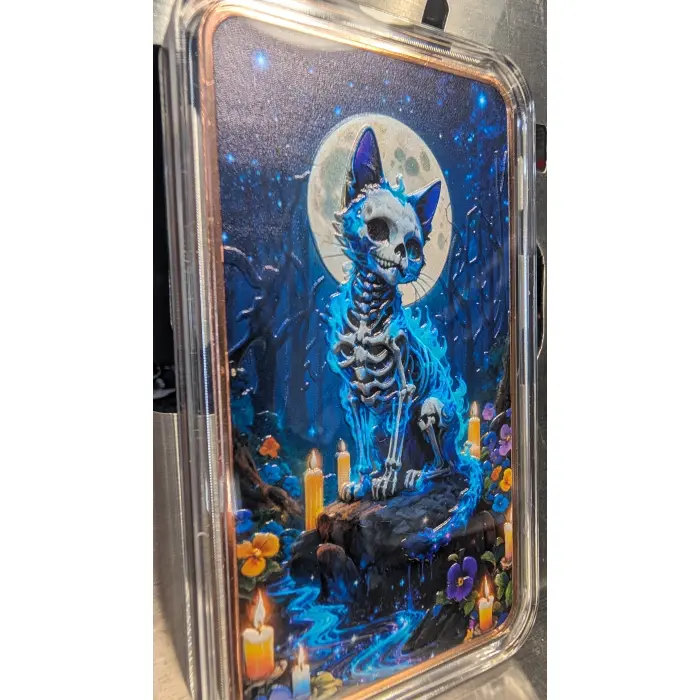 COPPER RESERVE MINT - 10oz Copper Bar Skeleton Cat