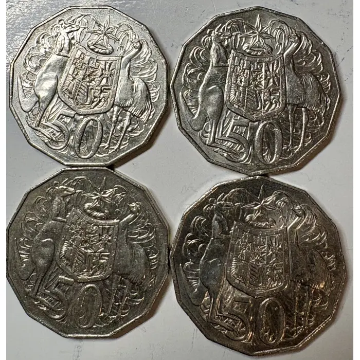 Low Mintage Australian 50 Cent Coins- 1993, 2019 IRB, 2019 JC, 2020 JC, Circulat