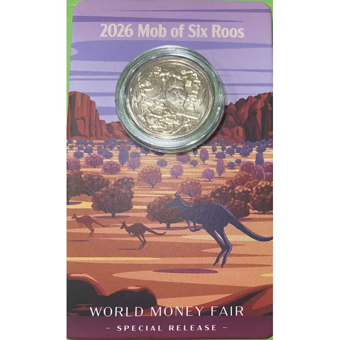 2026 Mob of Six Roos - World Money Fair ‘Brandenberg Gate’ Privy Mark Release 