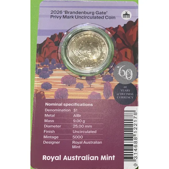 2026 Mob of Six Roos - World Money Fair ‘Brandenberg Gate’ Privy Mark Release 