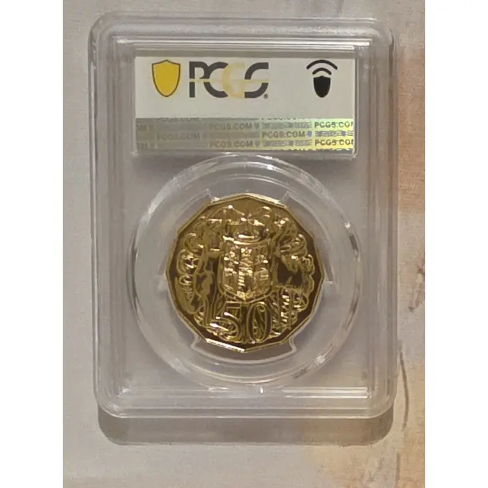 2019 - MS69 Dodecagon 50C 50th Ann. A. Machin Effigy Gilt