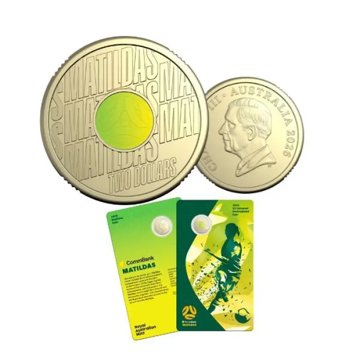 2026 Matildas $2 Coloured Uncirculated Coin Card