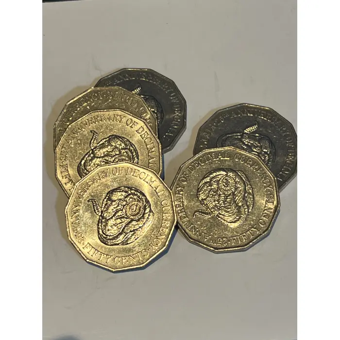 1x Circulated 1991 Rams Head  25 years of Decimal Currency 50c