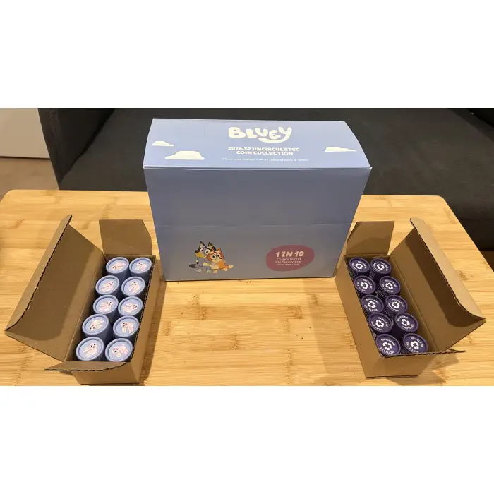 2026 Bluey $2 5-Coin Folder & Tube Set Sealed  Full Case (20 Tubes)