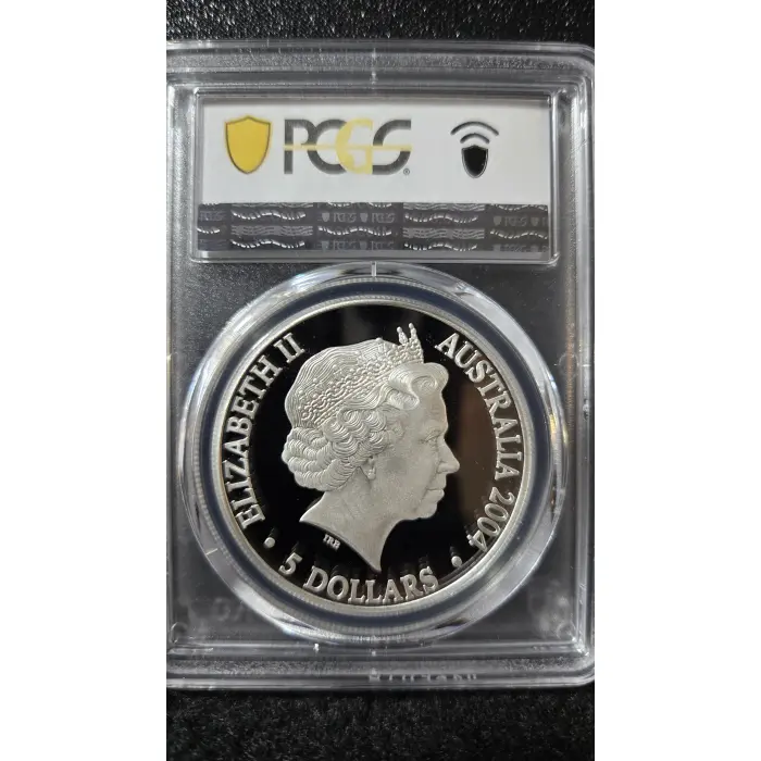 2004 PR70DCAM  $5 silver Adelaide to Darwin Railway train Top Pop