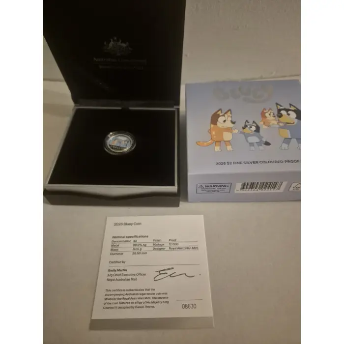 2026 $2 Bluey Fine Silver Coloured Proof Coin