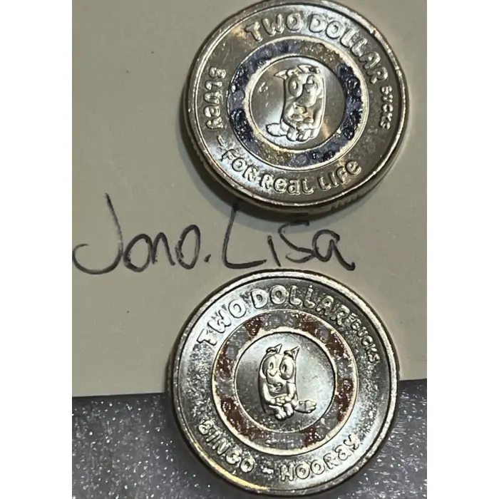 Pair of unc 2026 Bluey and Bingo colour $2 coins from bag