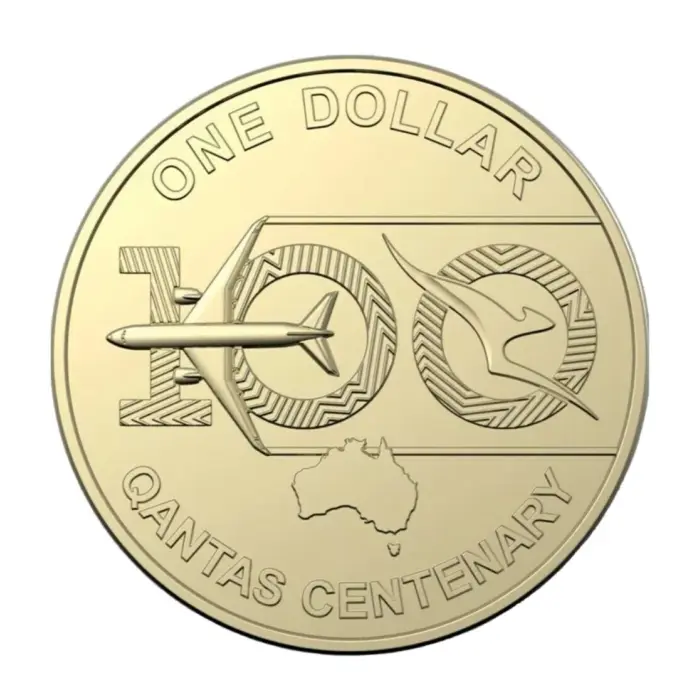 $1 2020 100 Years Qantas Lightly Circulated AUS One Dollar Coin