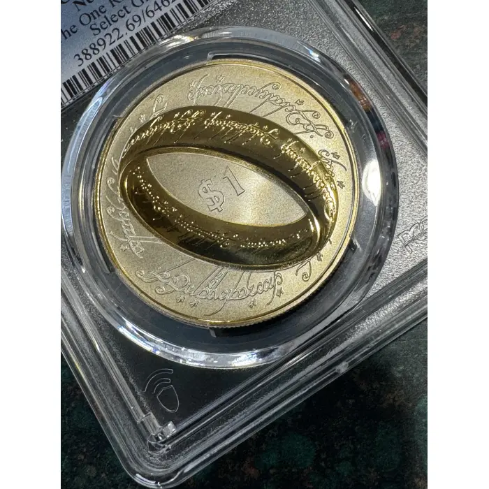 2003 $1 Lord Of The Rings Gold Plated Silver Proof NZ Coin Graded PCGS PR69DCAM