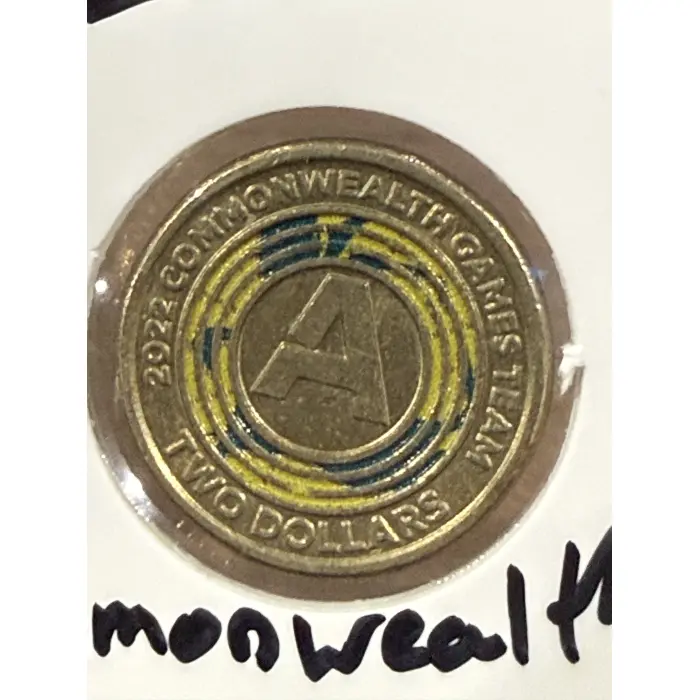 CIRC Set of 3 $2 A,U,S 2022 Commonwealth Games team coins, with slight rotation.