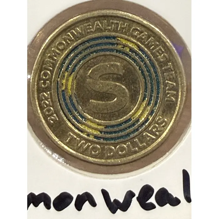 CIRC Set of 3 $2 A,U,S 2022 Commonwealth Games team coins, with slight rotation.