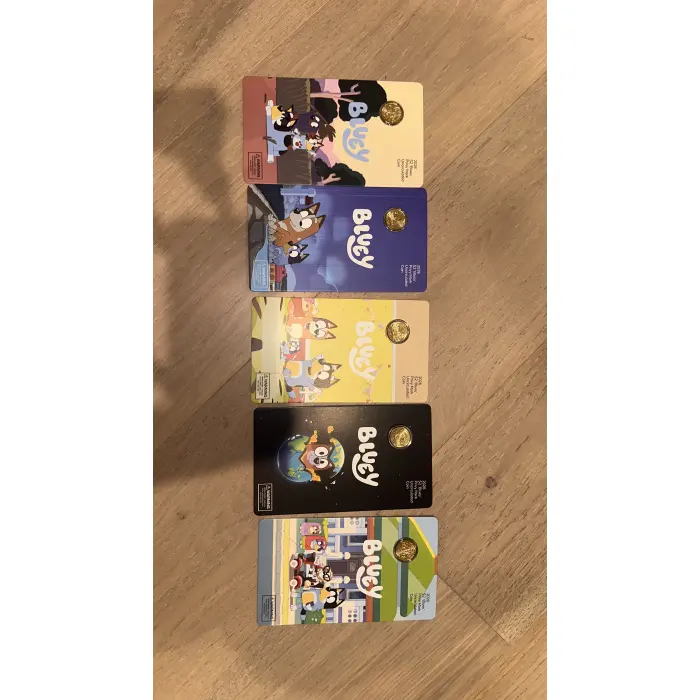 2026 Australia Full Set of 5 Bluey Privy Mark UNC $2 Coin in Card  ✅ IN HAND  ✅
