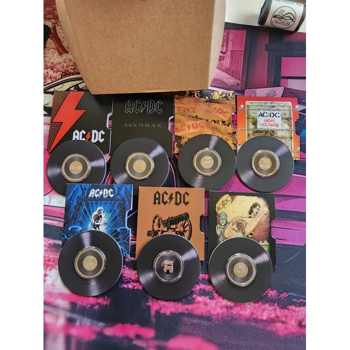 AC/DC 2020/2021 Seven 7 Coin Collection 20c Coloured UNC Coin Set Album Covers