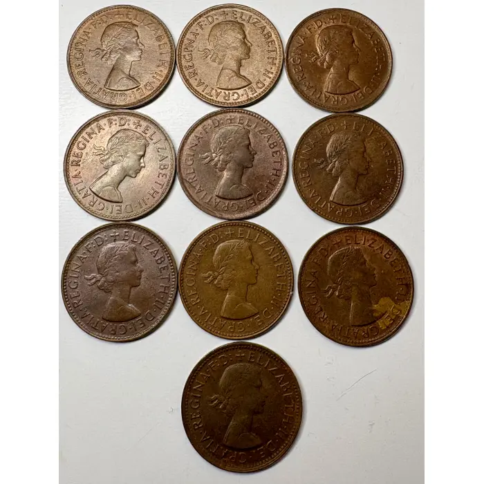 10 x 1961 Half Penny High Grade Coins