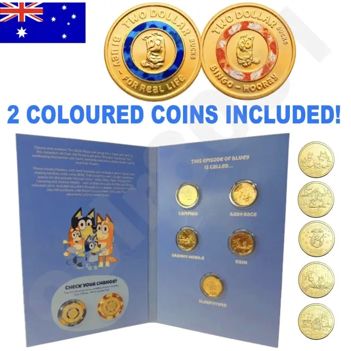 2026 bluey 14 coin bundle , silver proof, colour proof , privy , tubed , till 