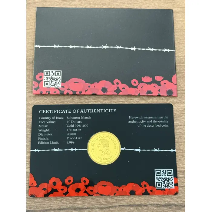 Gallipoli Remembrance - They Shall Grow Not Old 1/1000oz Solid Gold Coin