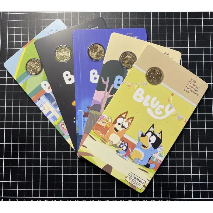 5 x 2026 $2 PRIVY MARK BLUEY COINS - FULL SET